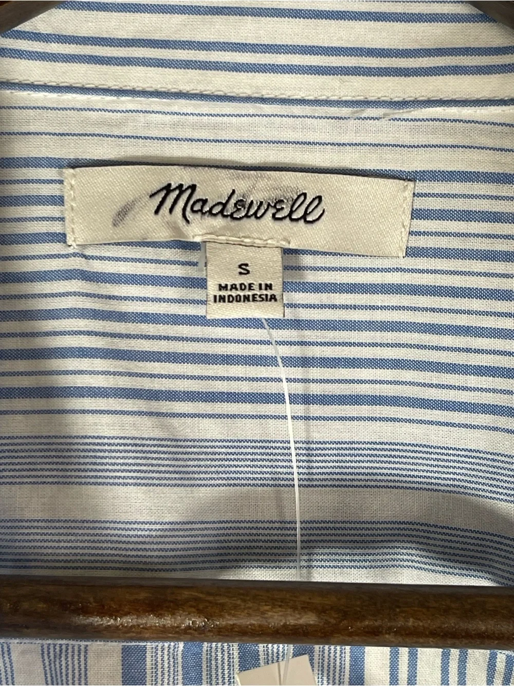 Madewell NWT Notch-Collar Popover Shirt Size Small in Hermitage Blue Stripe - Picture 7 of 12